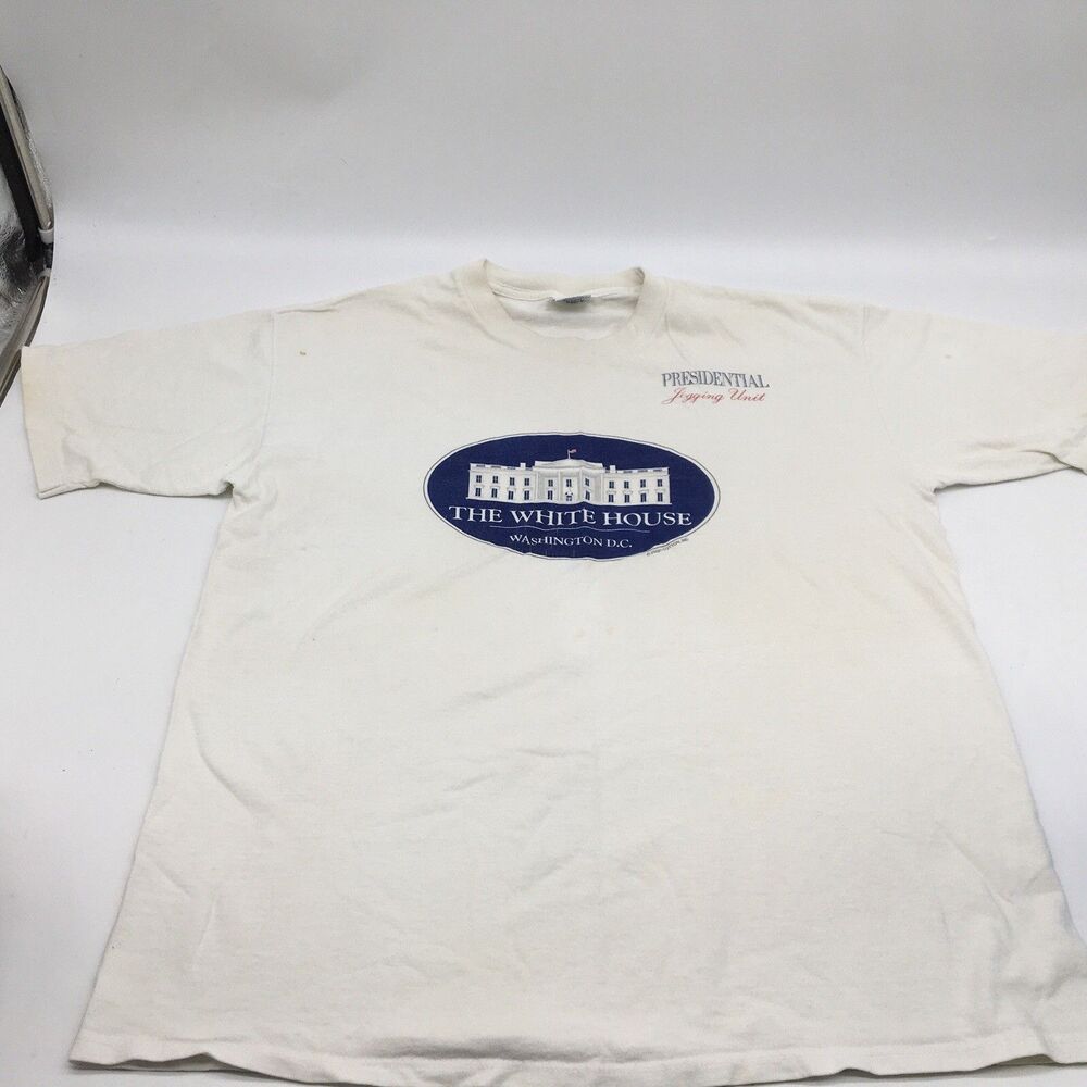 Vtg Single Stitch Presidential Jogging Unit T Shirt  USA Made Distressed Read Lg